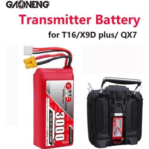 Gaoneng GNB 2S 2500mAh 3500mAh 7.4V Lipo Battery for Frsky Tarani X9D Plus Jumper T16 Transmitter Remote Controller Battery