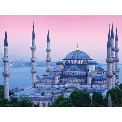 Diamond Embroidery Muslim Holy Mosque Church Art Rhinestone 5D DIY Diamond Painting Landscape Mosaic Needlework Wall Art