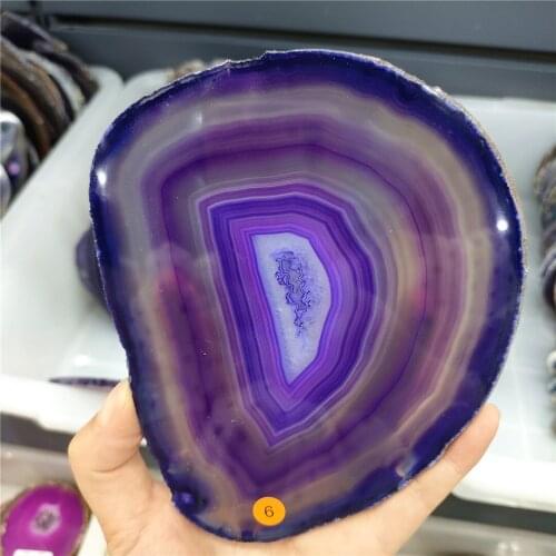 13-15cm Large Purple Agate Slice Geode Polished Crystal Quart