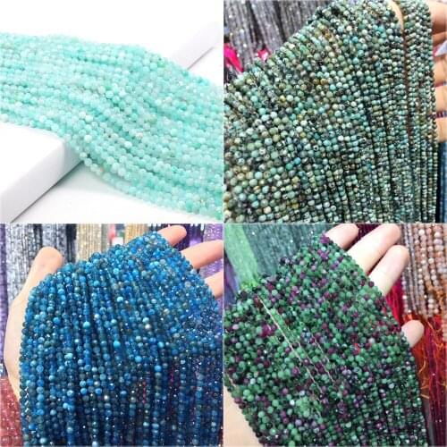 Natural Stone Amazonite Sapphire Apatite 2 3 4mm Section Loose Beads for Jewelry Making Necklace DIY Bracelet