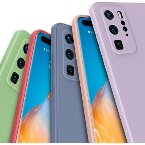 For Huawei P20 P30 P40 P50 Honor 8X 20S 30S 10X Lite 9X Pro P Smart 2021 Case Square Soft Liquid Silicone Fluff Cloth Back Cover