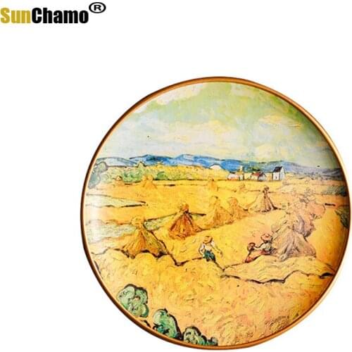 Painting Decorative Plate Simple Modern Ceramic Sitting Plate Decoration Creative Living Room TV Cabinet Sunflower Placing Plate
