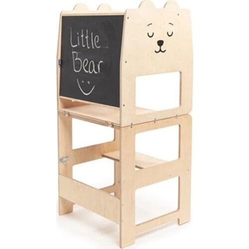 XIHATOY Childrens Montessori Learning Tower Kitchen Childrens Foot Platform Foldable Game Table With Blackboard Gifts for Baby
