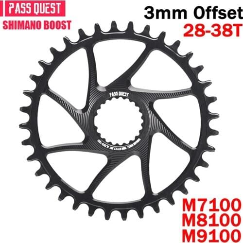 For Deore Xt M7100 M8100 M9100 PASS QUEST 3MM Offset Chainring 34/36/38T MTB Narrow Wide MTB Chainwheel For SHIMANO 12S Crankset