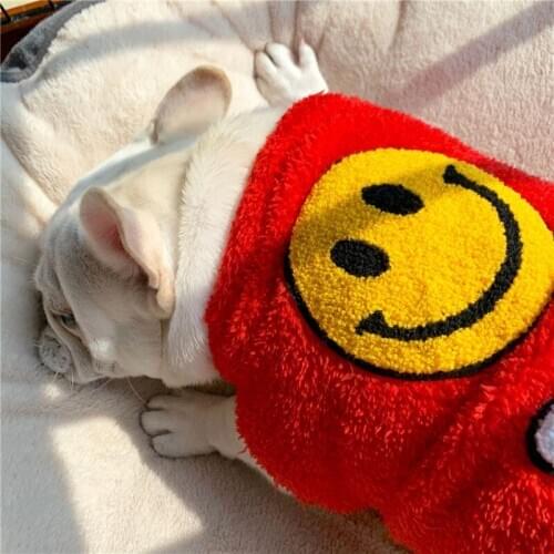 Smile Face Fleece Dog Clothing Bulldog Cats Pug Teddy Schnauzer Puppy Coat Winter Dog Outfits Pet Accessories