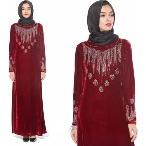 Red Wedding dress Abayas For Women Robe Musulmane Kaftan Dubai Clothing Eid abaya formal dress Arab muslim full dress SL1128