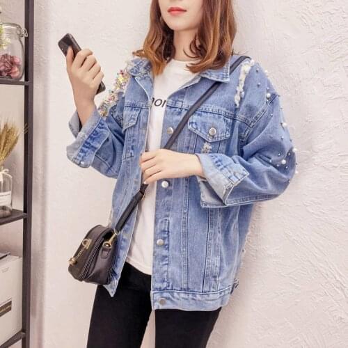 Embroidery Streetwear Denim Jacket Women Vintage Casual Loose Big Size Coat Ladies 2021 New Autumn Fashion Blue Jaqueta Jeans