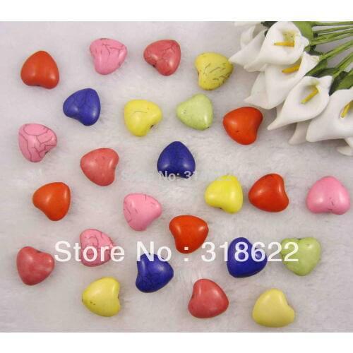 2015 Top Fashion Sale Howlite Free Shipping+wholesale Diy Mix Color Heart Beads Loose Jewelry Making For Bracelet
