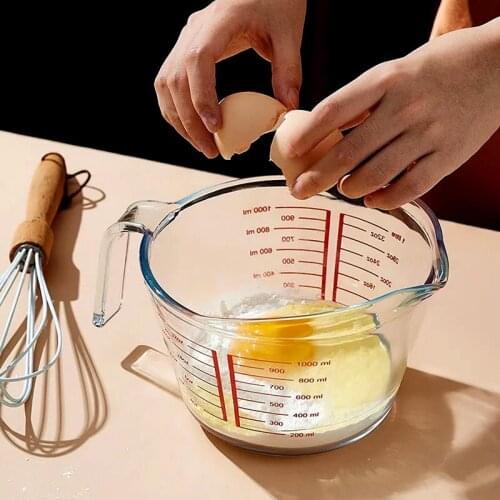 Measuring Cup Home Kitchen Flour Beating Egg Baking Milk Measuring Cup Heat-resistant Thickened Glass Milliliter Cup with Scale