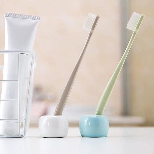 Mini Toothbrush Holder Multifunctional Candy Color Ceramic Tooth Seat Home Toothbrush Stand Shelf Storage Rack Bath Accessories