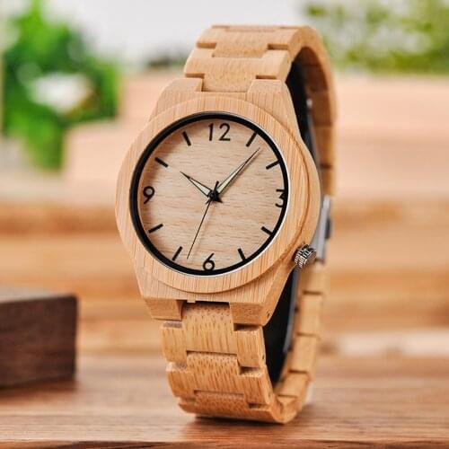 Logo Custmized BOBO BIRD Natural Bamboo Wooden Watches Men Japan Movement Clock relogio masculino B-D27