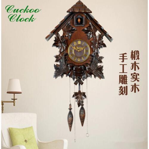 Wall clock living room European solid wood childrens room decoration creative electronic clock
