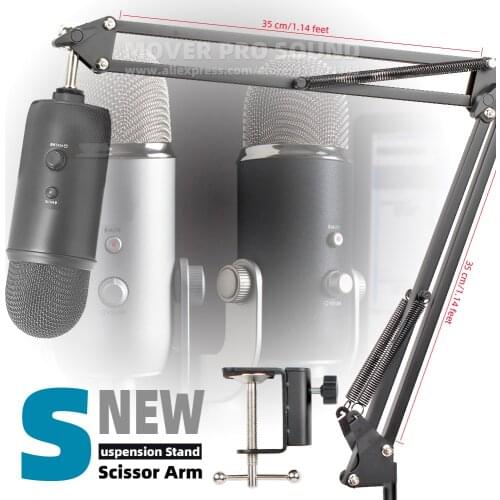Tabletop Suspension Boom Mic Scissor Arm Rack For Blue Yeti Pro Snowball Snow Ball Ice Microphone Stand Desk Top Mount Holder