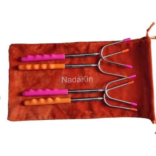 Nadakin Marshmallow Roasting Sticks Premium 45'' Extendable Rotating Telescoping Forks Special Safe and Healthy Cookware