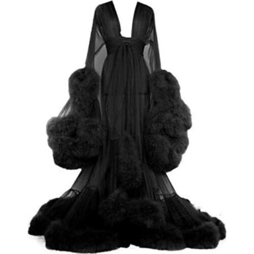 Custom Burgundy Nightdress Long Women V Neck Full Sleeves Tailing Pajamas Lingerie Sexy Transparent Gowns Party Dress Underwear