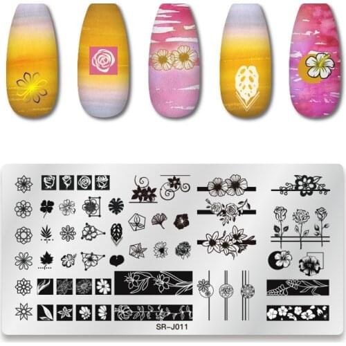 Nail Stamping Plates Rectangle Flowers leaf Mixed Pattern Stainless Steel Nail Art Image Stamp Stencils Design DIY Manicure Tool
