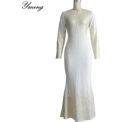 YMING Womens Autumn and Winter Print Slim Long Sleeve Dress Casual Step Dresses Party Wear Sexy Club Wear