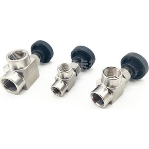 Free Shipping 1/8" 1/4" 3/8" 1/2" BSP Female Thread Adjustable needle valve 90 degree Stainless steel 304 ON/OFF