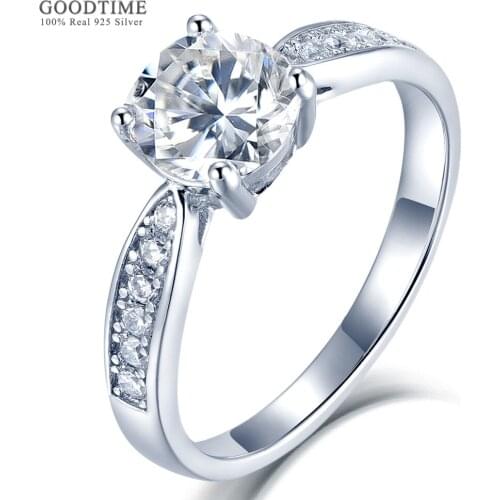 Luxury Wedding Ring For Women Lover Pure 100% 925 Sterling Silver Shine Moissanite Ring Anniversary Valentines Jewelry Gift