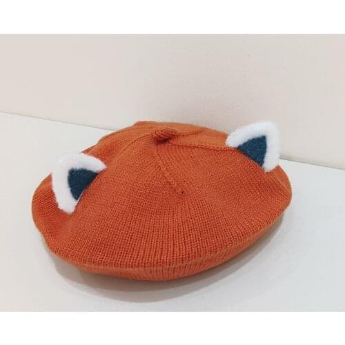 Cartoon Winter Hat For Kids Baby Beret Bonnet Boys Girls Cute Fox Ears Wool Knitted Hat Infant Bonnets Autumn Beanie Caps