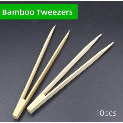 10pcs Pointy Tip Bamboo Straight Tweezer Tea Tong Handy Tool Tea Tweezer Bacon Tea Clip Tongs Kitchen Salad Food Toast