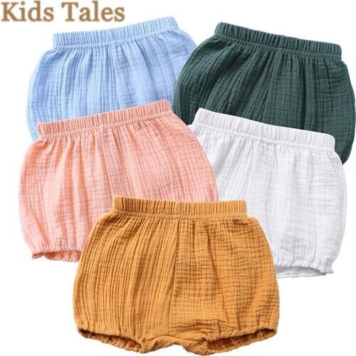 SJR-250 Summer New Baby Fashion Casual Large PP Shorts Infant Solid Color Cotton Linen Bloomers Toddler Girls Bread Pants