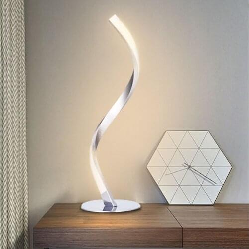 LED Spiral Table Lamp Curved Desk Bedside Lamps Indoor Warm White S Shape Desk Lamp for Living Room LED Reading Lamp Home Decor