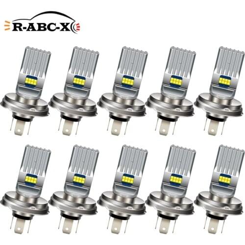 RUIANDSION 10Pcs P45T R2 9003 HB2 HS1 P43T P36D H4 LED Car Fog Light Motorcycle Headlight Scooter Moped Bulb 6V-24V 12V White