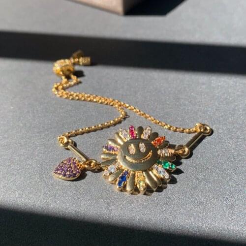 UMGODLY Fashion Brand Bracelet Gold Color Smiling Face Sun Flower An Afternoon At The Beach Love Heart Series Women Jewelry