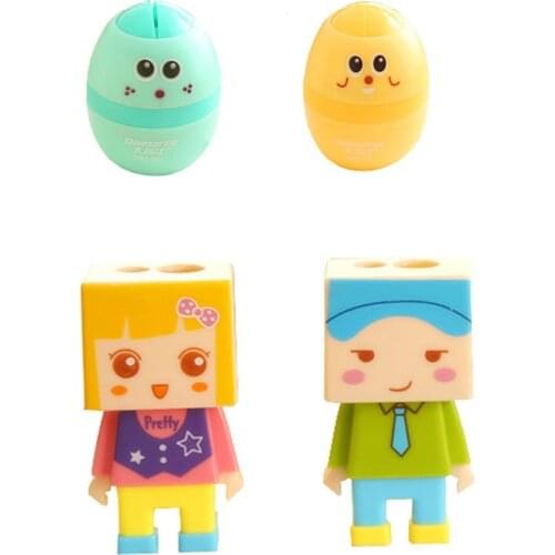 XRHYY Pack of 4-2 Egg Style and 2 Character Style Pencil Sharpener