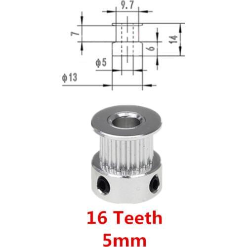 2PC 3D Printer Parts Accessory GT2 16Teeth Bore 5mm/6mm Alumium Timing Belt