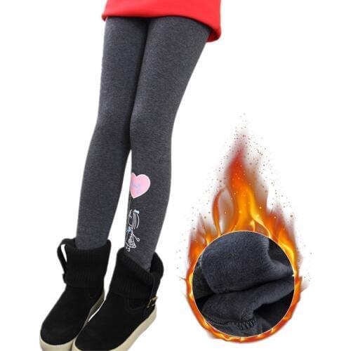 2019 Winter Girls Leggings Fashion Solid Cotton Baby Girl Kids Pantyhose Cartoons Thicken Fleece Pants Children Costume Trousers