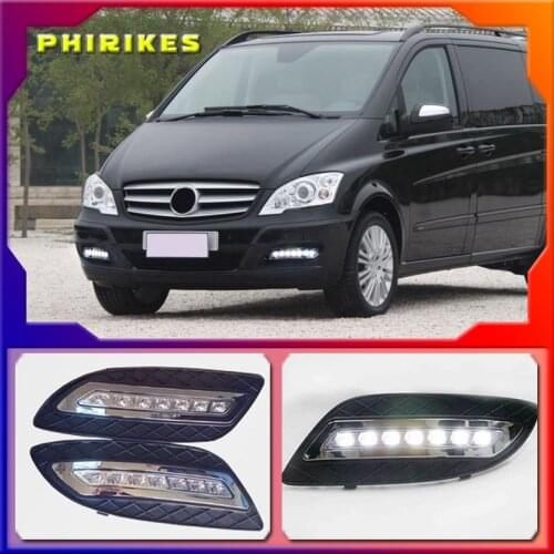 2Pcs Car LED DRL Fog Lamp Decoration Running Light For Mercedes Benz viano 2011 2012 2013 2014 12V Daytime Car Light