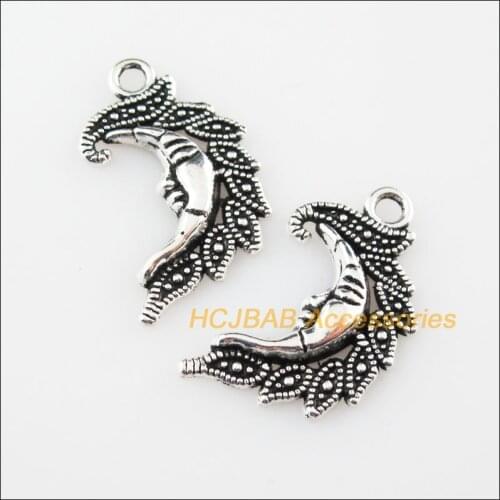 20 New Smile Moon Face Tibetan Silver Color Charms Pendants 15x26mm