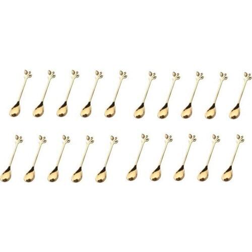 20Pcs Stainless Steel Spoon Creative Branch Leaves Spoon Coffee Stirring Spoon Christmas Gift Kitchen Accessories
