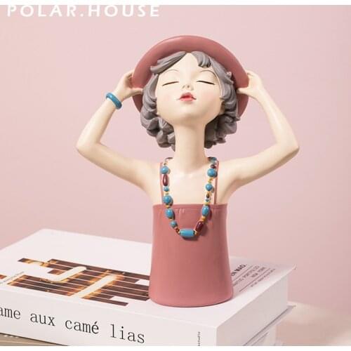 2021 Summer Girl Sculpture Resin Figurines Lady Bust Modern Home Decoration Accessories Living Room Cabinet & Desktop Ornaments