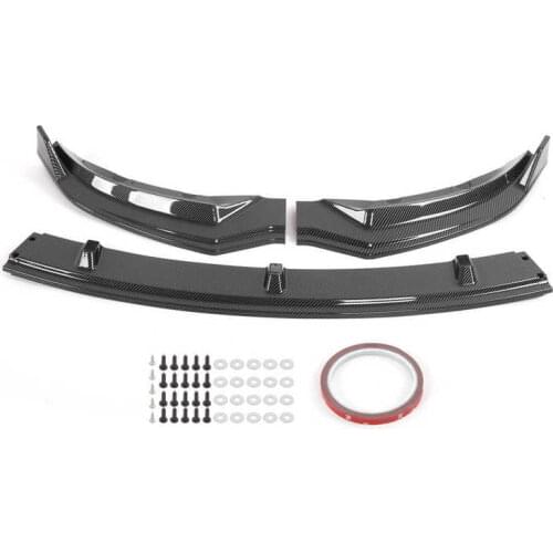 3pcs Front Bumper Lip Spoiler Trim Protection Carbon Fiber Style Replacement for Tesla Model 3 2017-2021 Front Spoiler