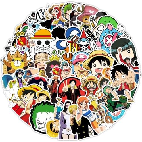 50pcs One Piece Anime Sticker PVC Waterproof Sticker Luggage Laptop Graffiti Sticker