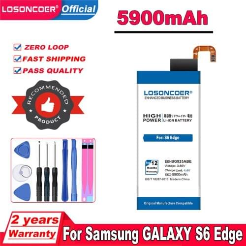 5900mAh EB-BG925ABE Battery For Samsung GALAXY S6 Edge Battery G9250 G925F G925FQ G925S G9200 G9280 G925V G925A +Free Tools