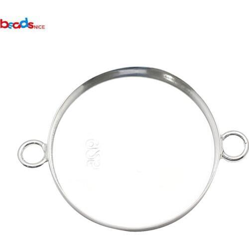 Beadsnice 925 Sterling Silver Jewelry Circle Hook Coin Bezel Charm Bracelet Connectors ID37557