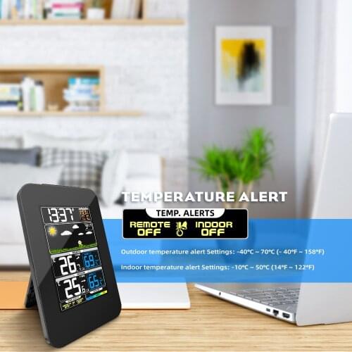 Protmex Wireless Weather Station, C36N Digital Weather Forecast Station Hygrometer LCD Color Display With Outdoor Sensor