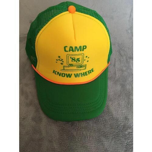 2019 New Stranger Things 3 Dustin Baseball Hat Retro Mesh Trucker Adult "Camp Know Where" Green Yellow Cap Cosplay Gifts
