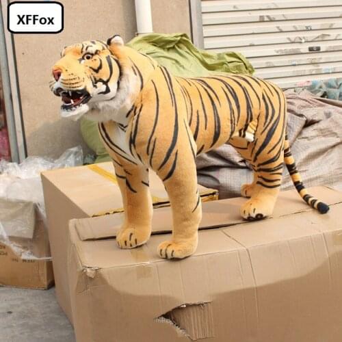 Big plush yellow tiger toy simulation standing tiger doll birthday gift about 95x65cm xf0928