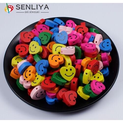 10-50Pcs/Lot Lead-Free Heart Shape Spacer Wooden Beads For Jewelry Makeing Baby Toys Pacifier Clip Crafts Wood Bead Pick Colors