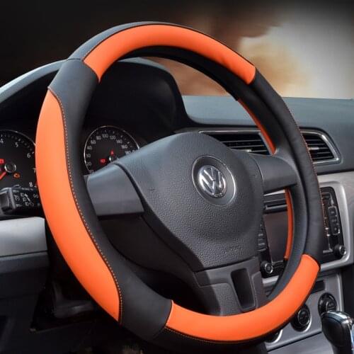 Car Steering-wheel Cover 37CM-38CM Superfine leather Universal Car-styling Sport Auto Steering Wheel Covers Anti-Slip