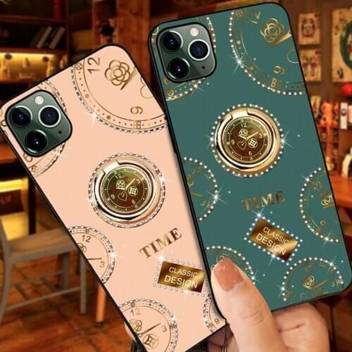 Clock Flower Magnetic Finger Protection Case For iPhone 11 Pro Max XS Max XR 6 6S 7 8 Plus X Soft Silicone 360 Ring Back Cover