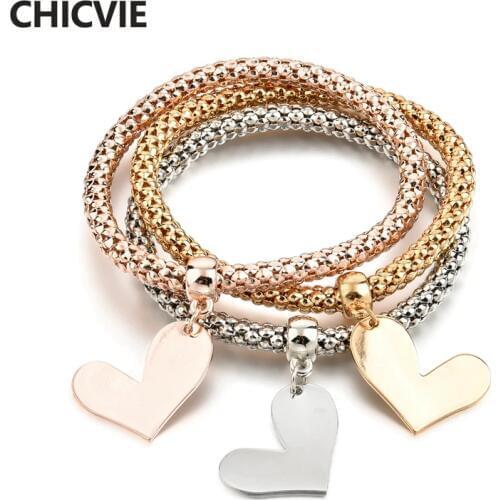 CHICVIE Dropshipping 3 PCS/SET Custom Love type Bracelets & Bangles Charms For Jewelry Making For Women Plant Bracelet SBR170119