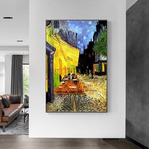 Van Gogh Café Terrace at Night Oil Painting Poster HD Print Wall Art Nordic Modern Living Room Home Decoration