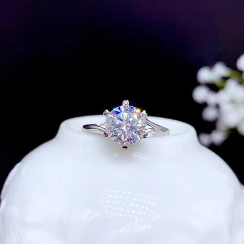 Crackling moissanite gemstone ring for women jewelry engagement ring for wedding 925 sterling silver ring birthday New Year gift