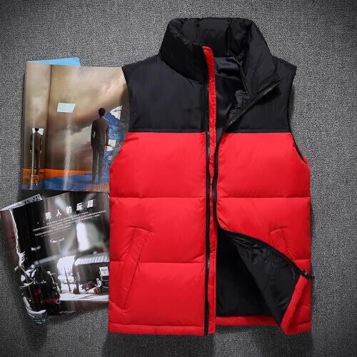 New Mens Winter Sleeveless Jacket and Coats Red Black Mens Sleeveless Warm Down Vest Homme Winter Casual Coats
